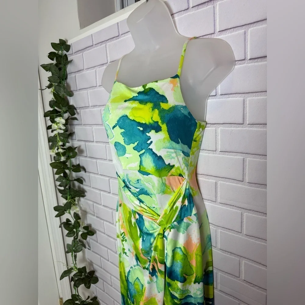 Haute Monde Green and Blue Maxi Dress/size S